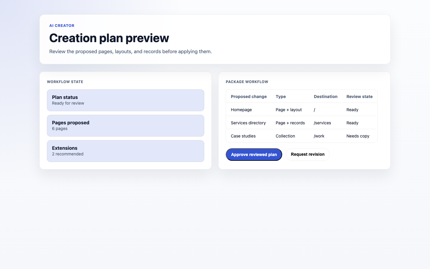 Ai Creator Session Preview screenshot.