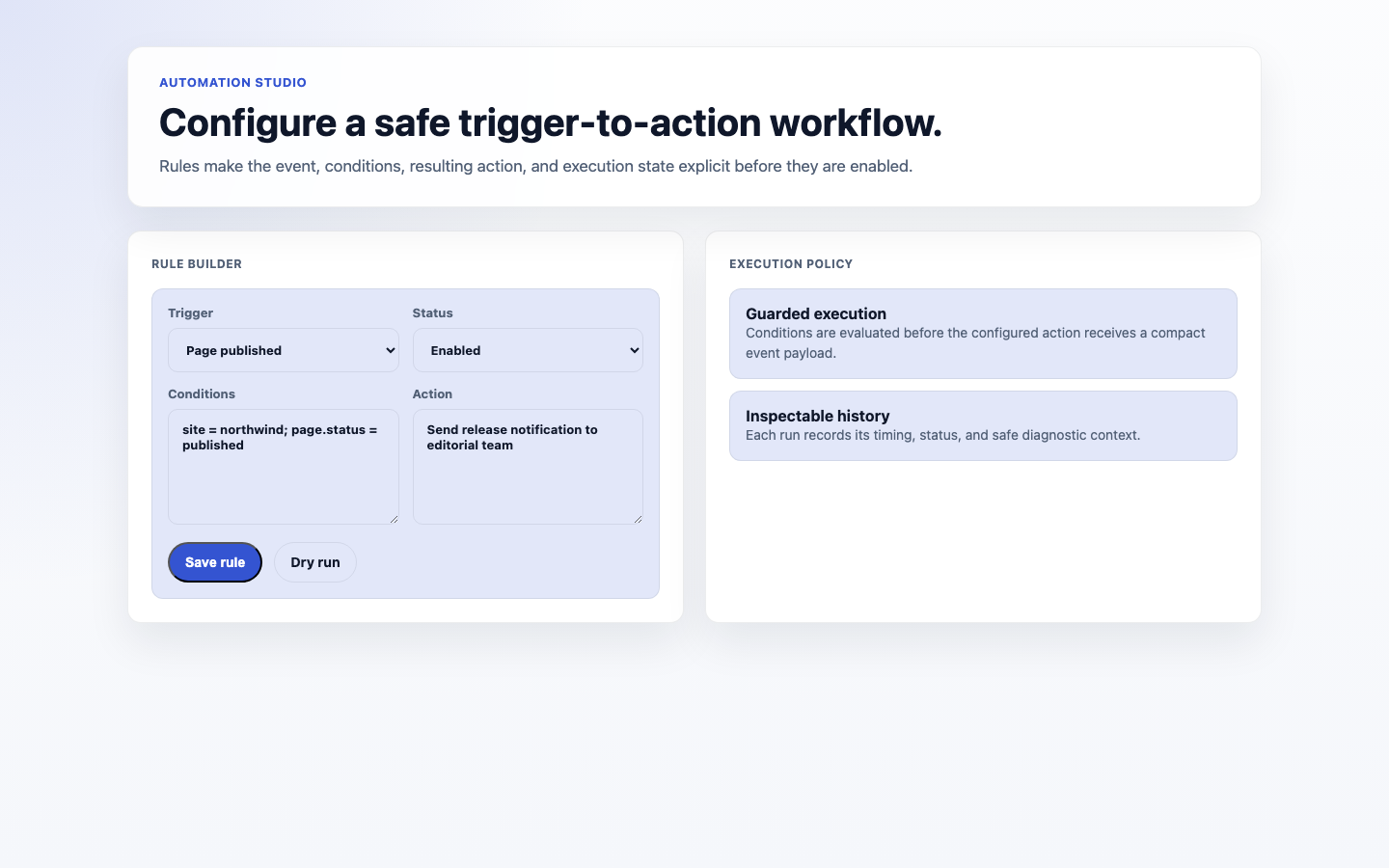 Automation Rule Builder Trigger Action screenshot.