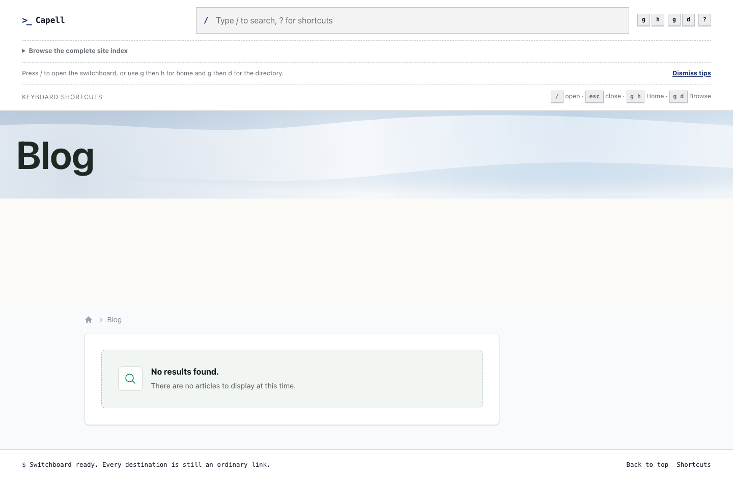 Published blog landing page rendered on the public frontend