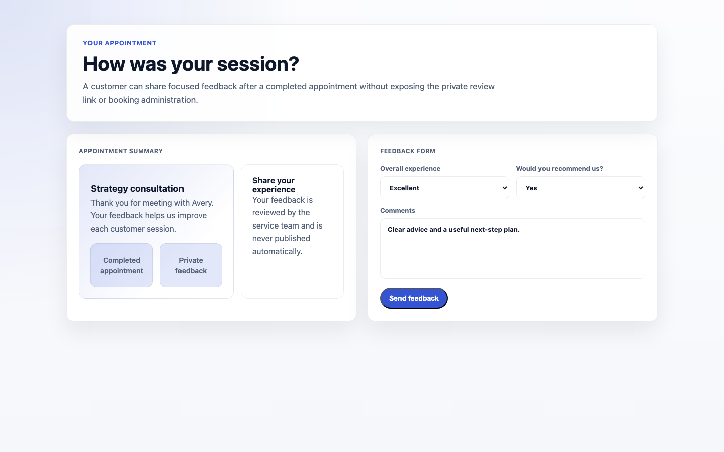 Booking Review Request Flow screenshot.