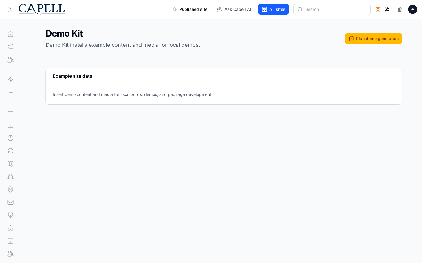Demo Kit admin page for deterministic content generation