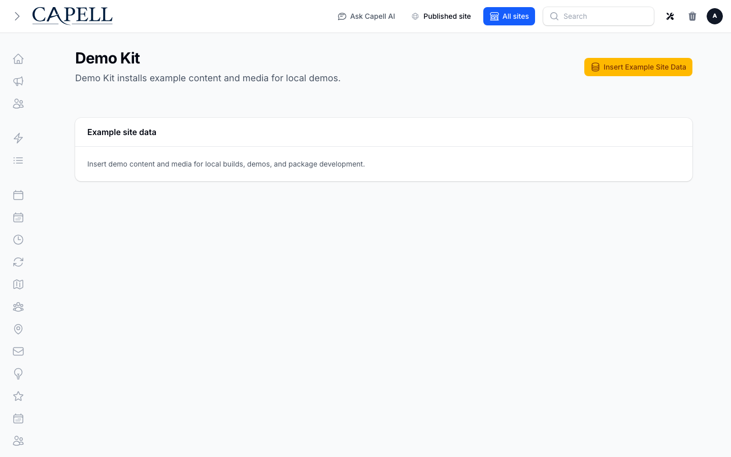 Demo Kit admin page for deterministic content generation