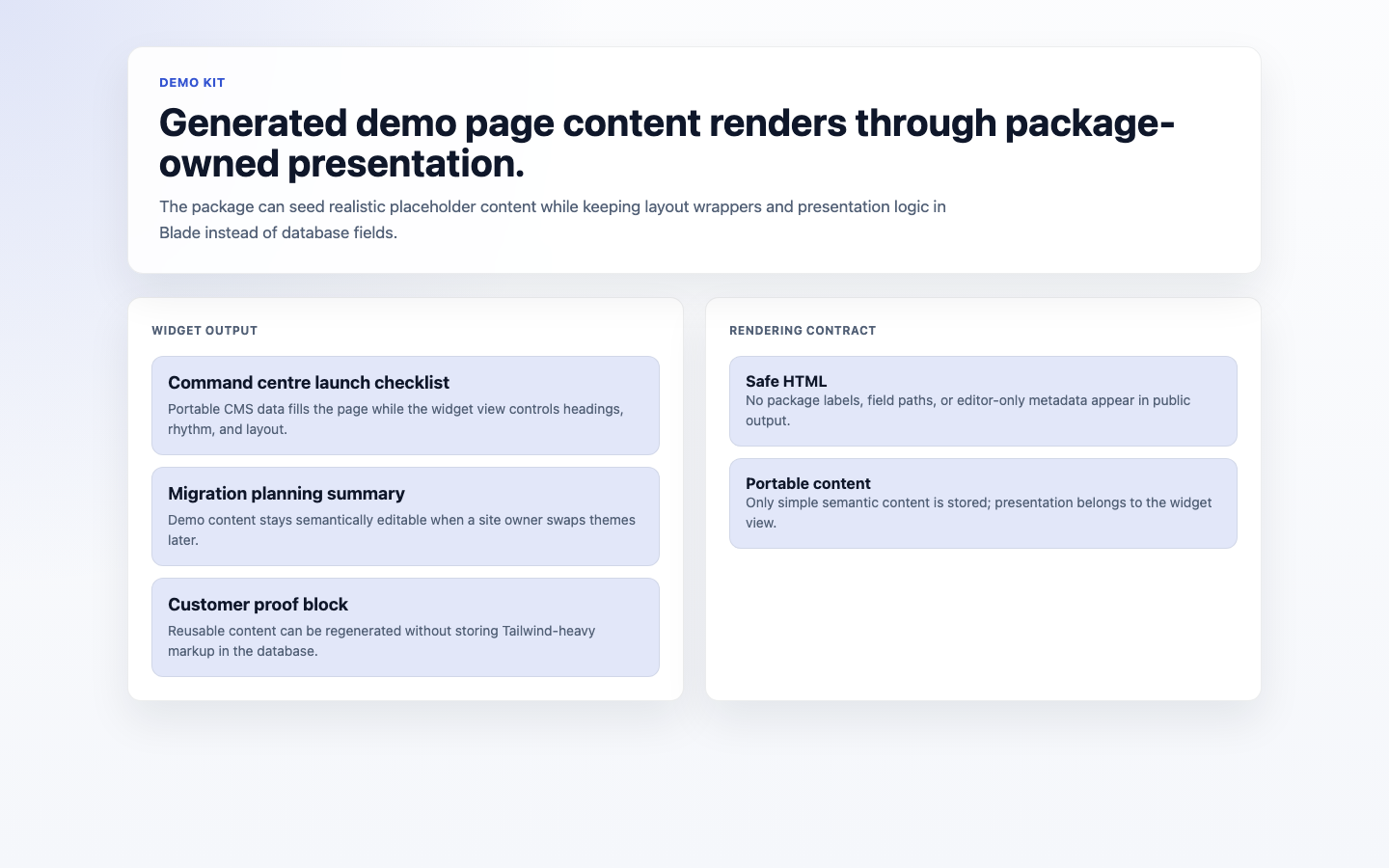 Demo Page Content Widget screenshot.