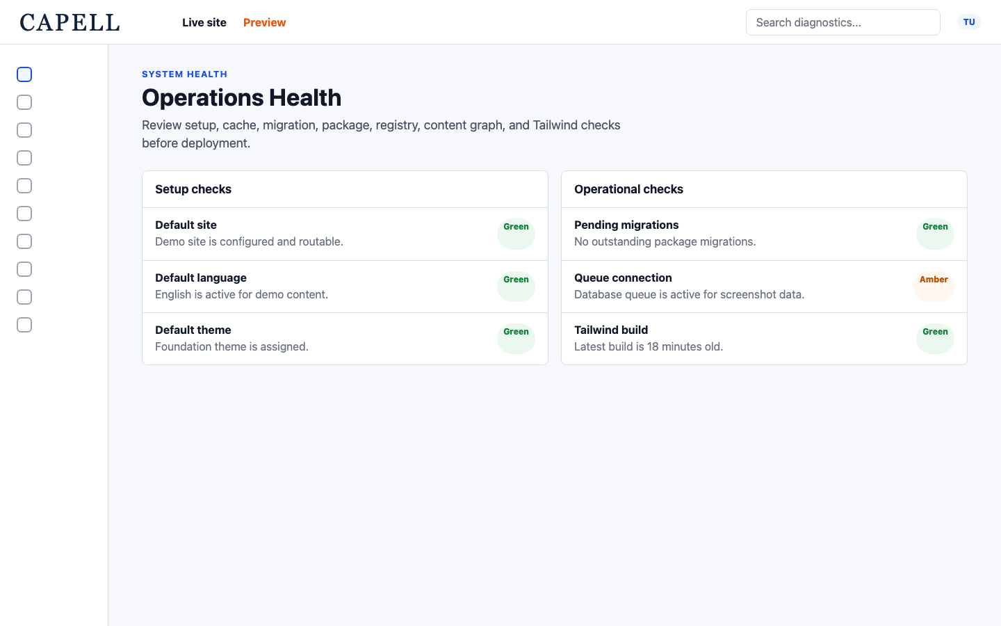 System health page
