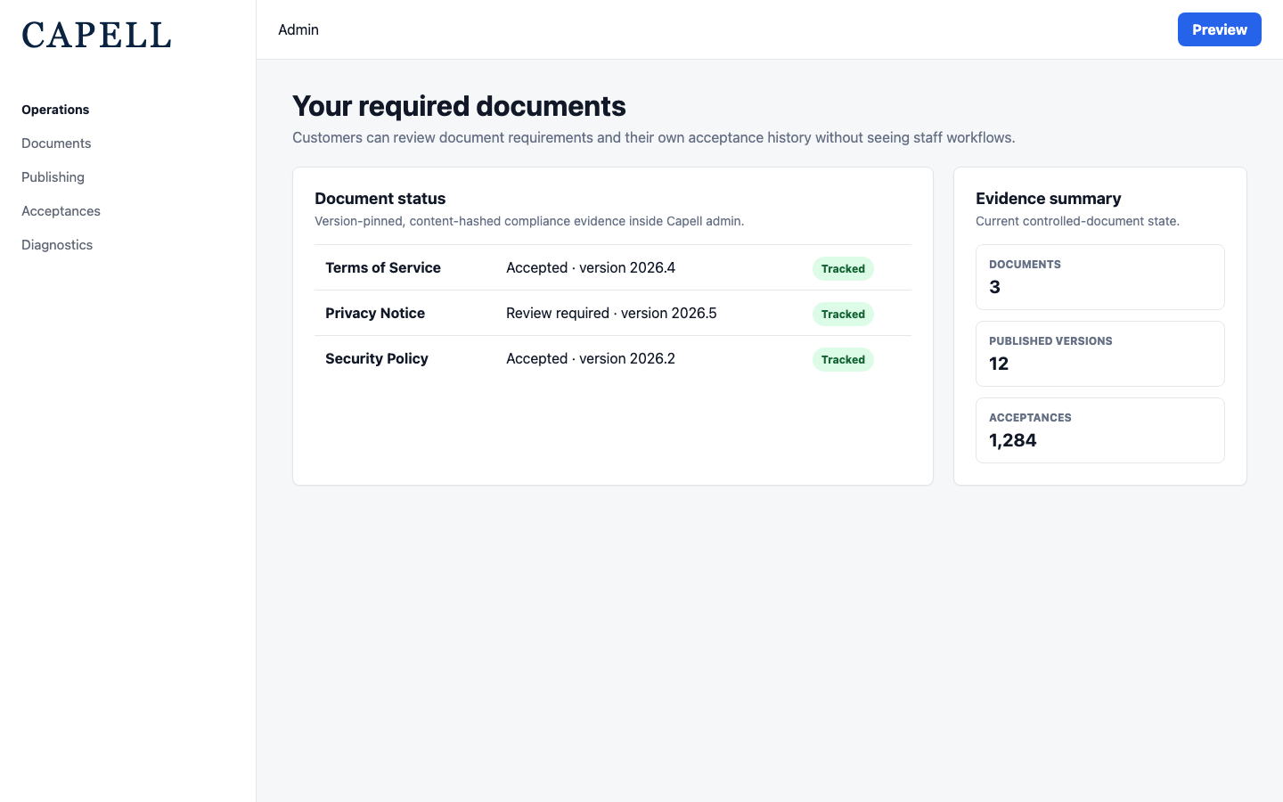Controlled Document Portal Feed screenshot.