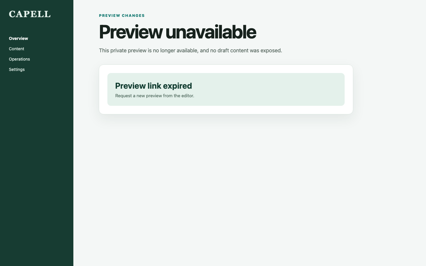 Expired Preview Error screenshot.