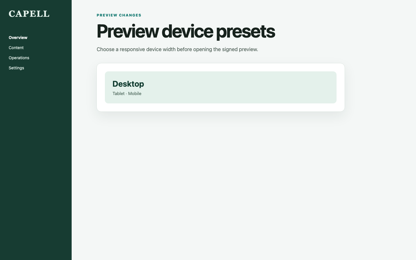 Preview Device Presets screenshot.