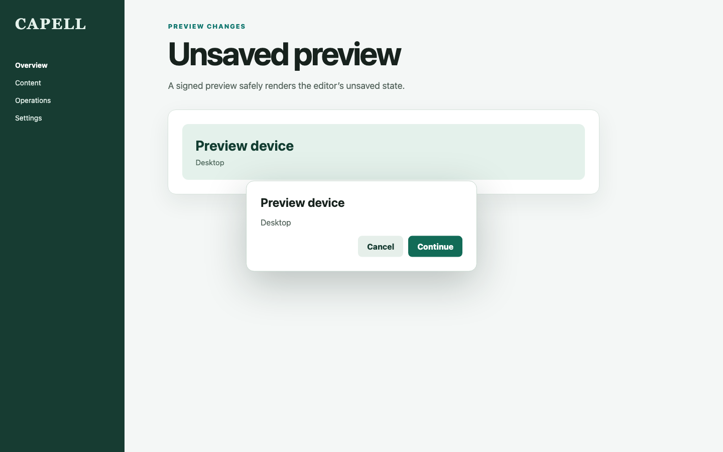 Signed Unsaved Preview Modal screenshot.