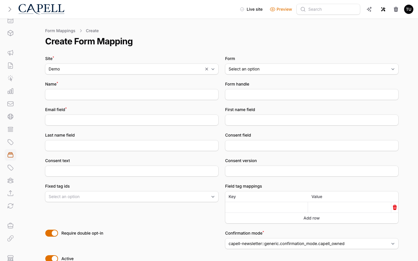 Form Builder schema editor with configurable fields and validation