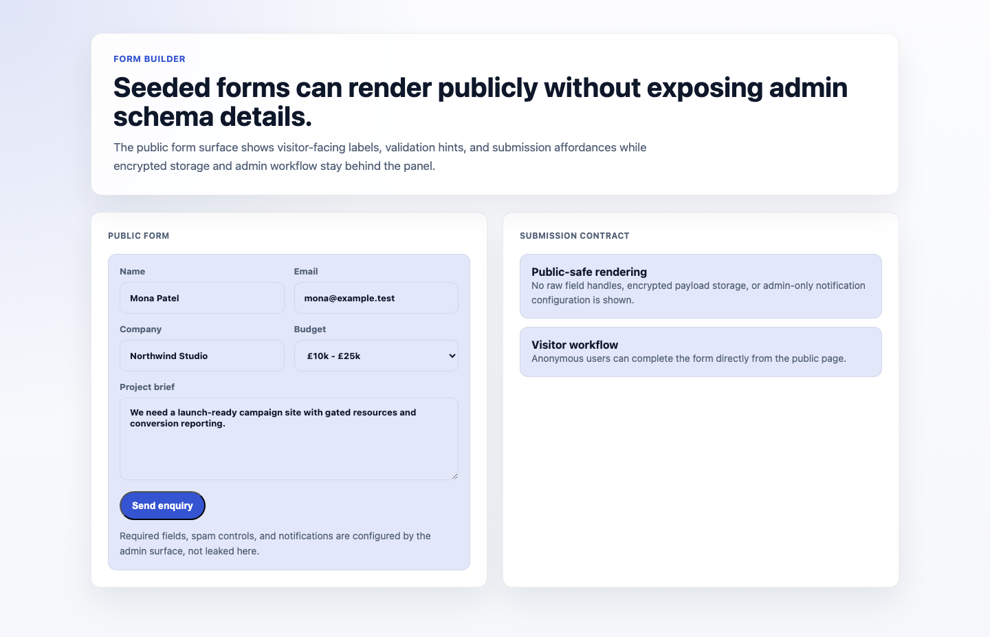 A published Form Builder form rendered on the public website