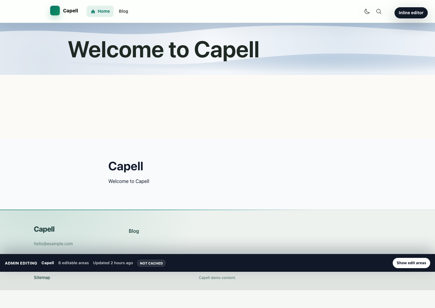 Capell App Frontend Authoring Working screenshot.