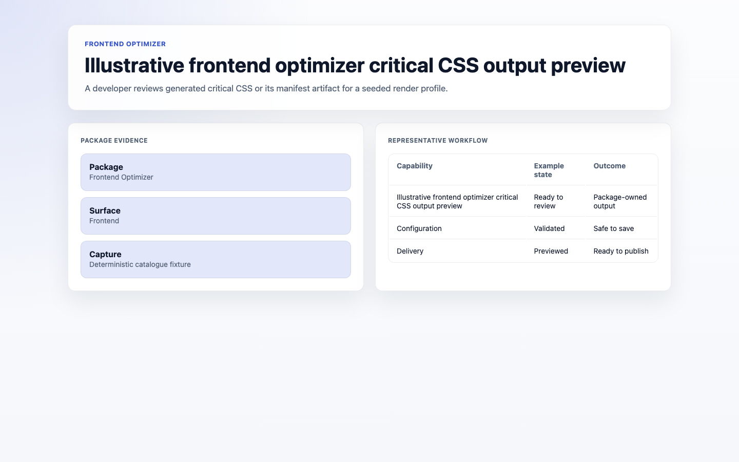 Frontend Optimizer Critical Css Output screenshot.
