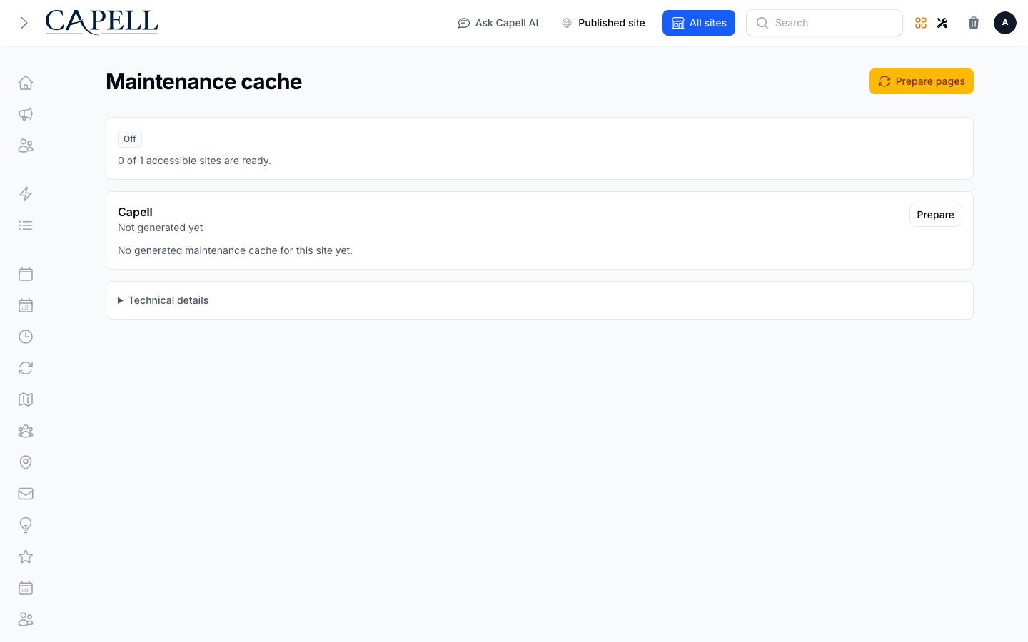 HTML Cache maintenance cache page