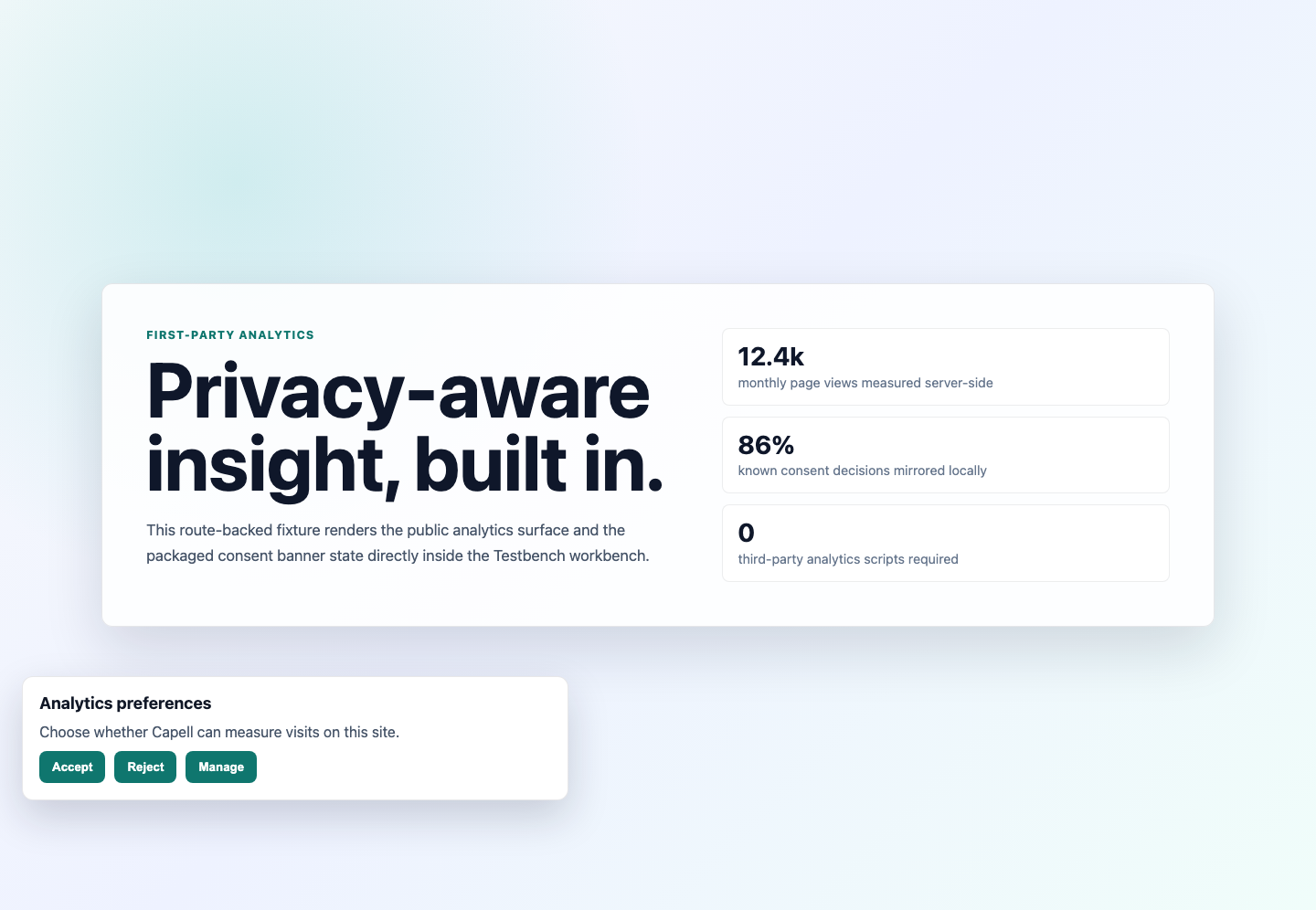 Styled public page with the Insights consent banner visible