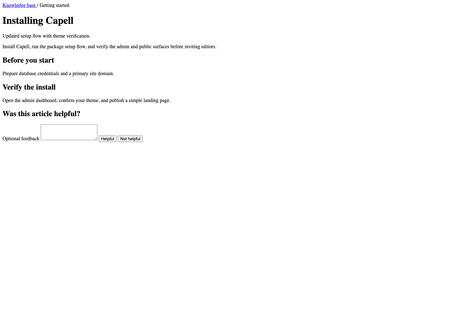 Knowledge Base Public Article screenshot.