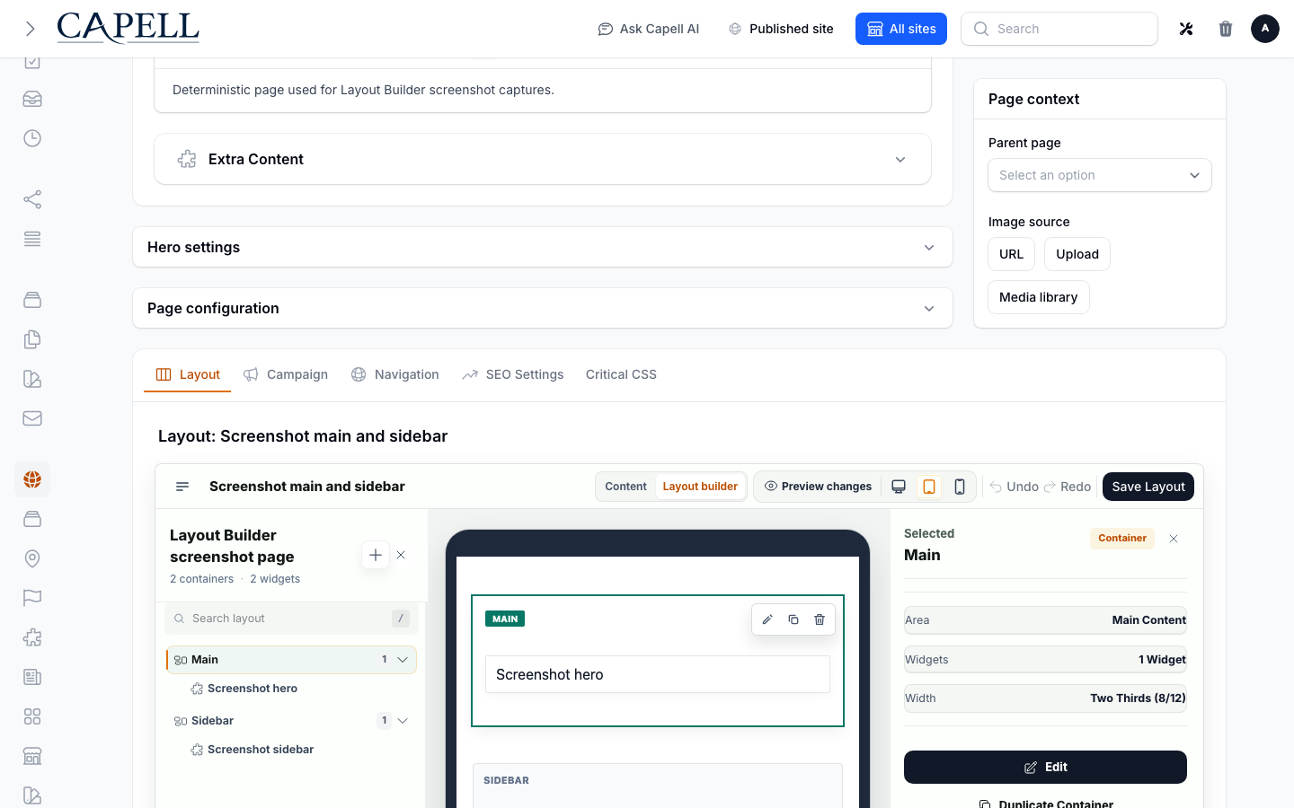 Layout Builder Responsive Preview screenshot.