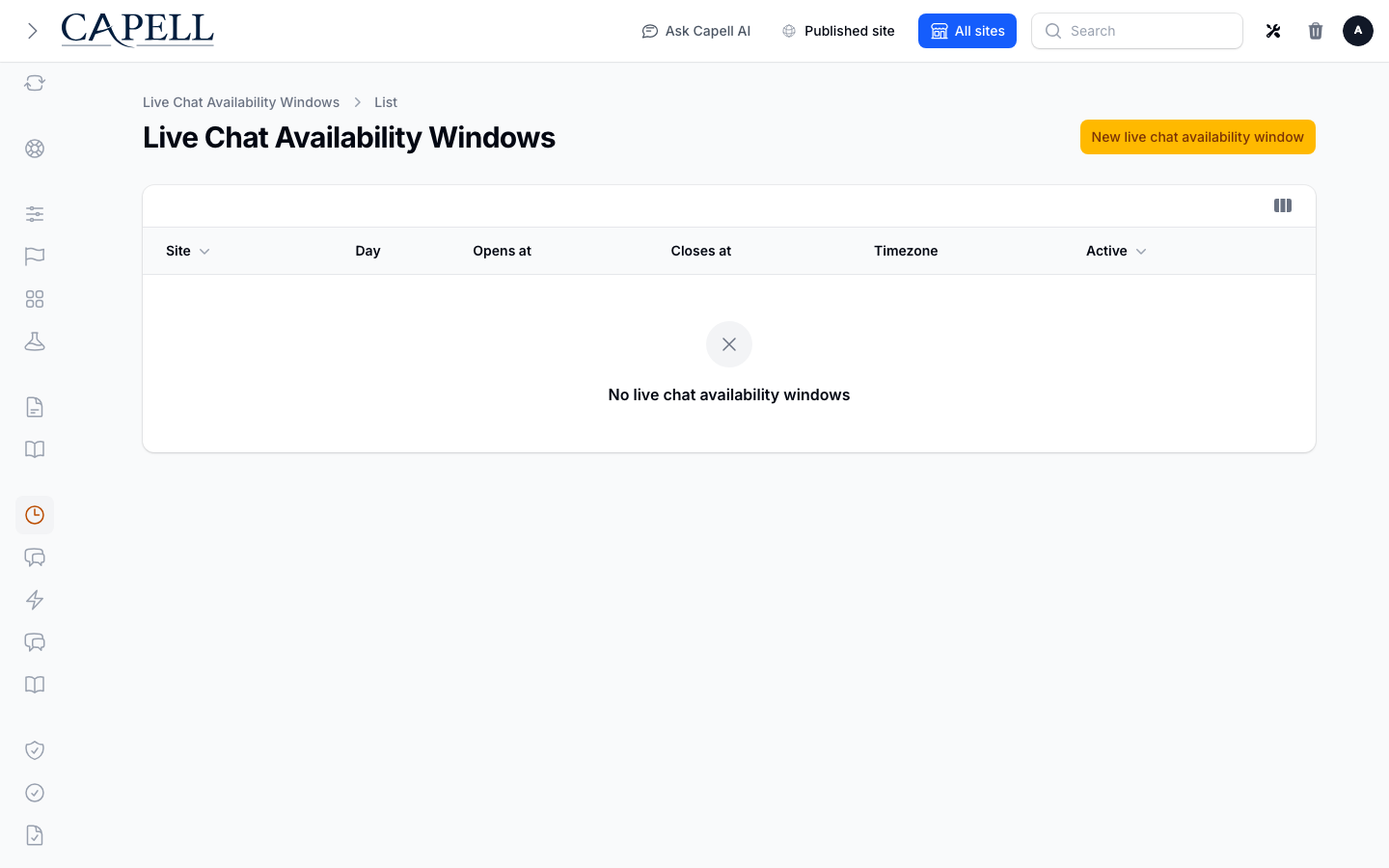 Live Chat Availability Windows screenshot.