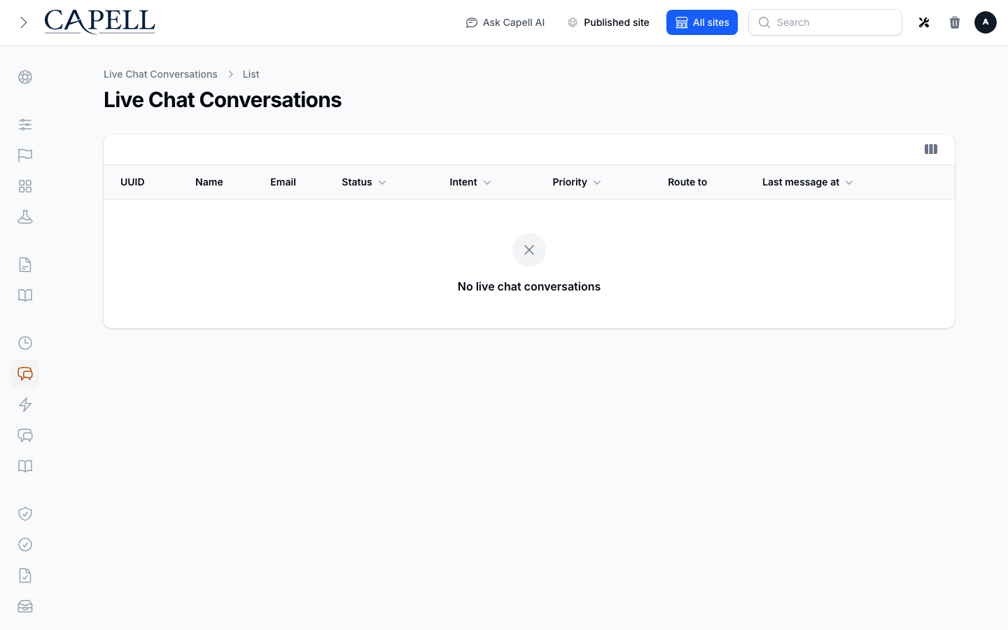 Live Chat Conversation Detail screenshot.