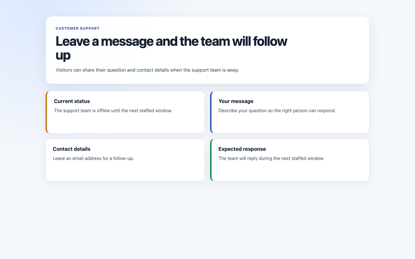 Live Chat Widget After Hours screenshot.