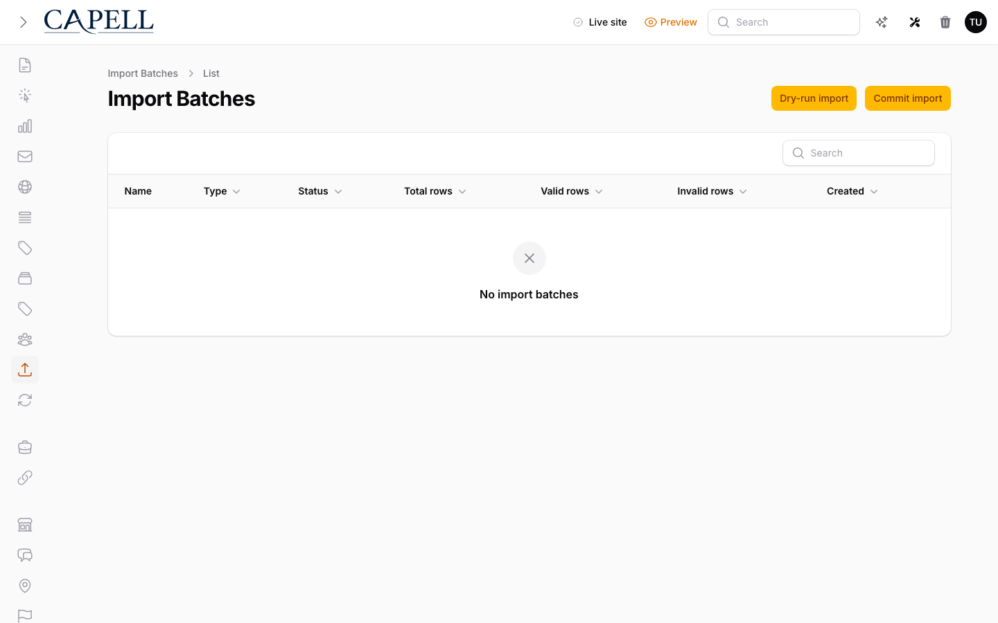 Import Rollback Report View screenshot.