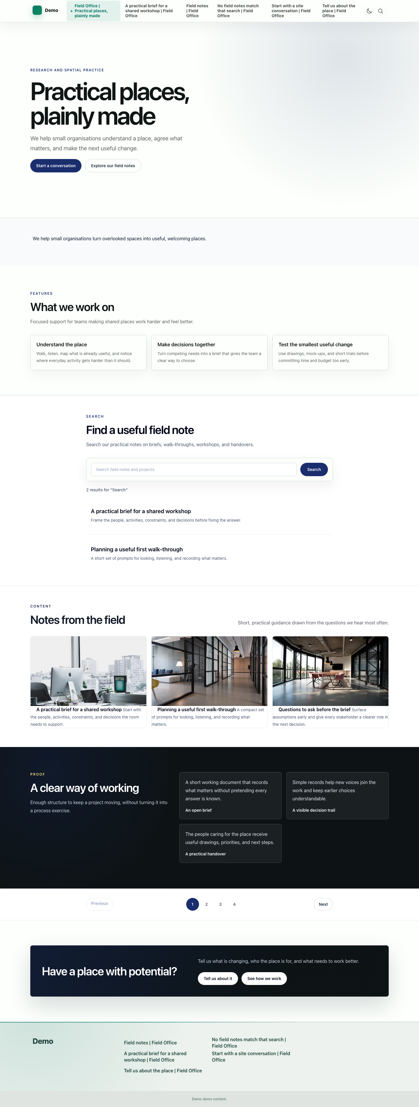 Published navigation menu rendered on the public frontend