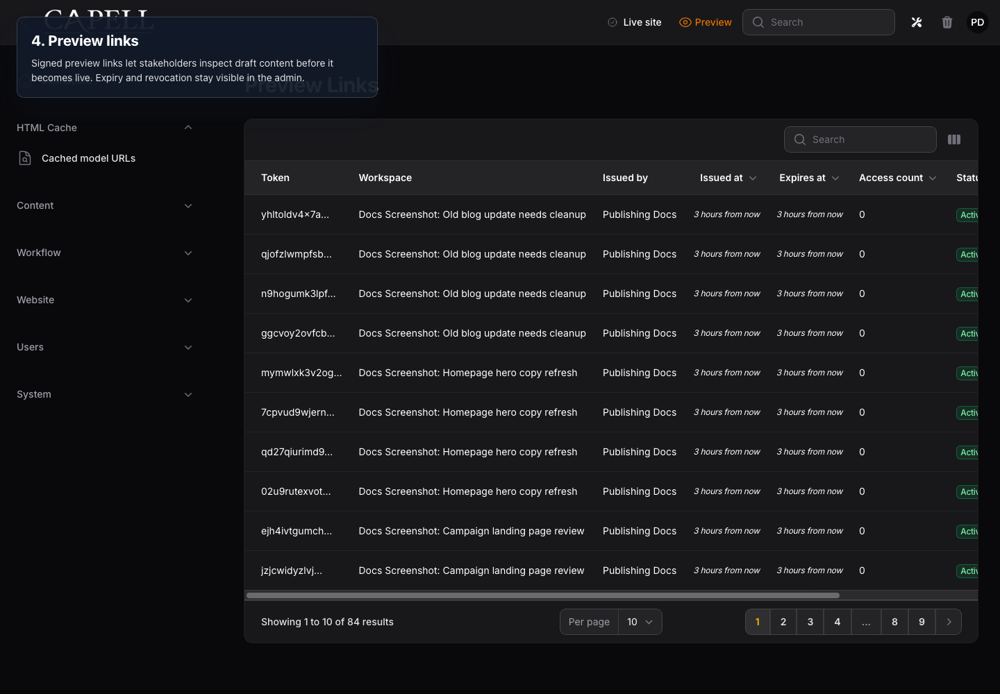 13 Preview Links screenshot.