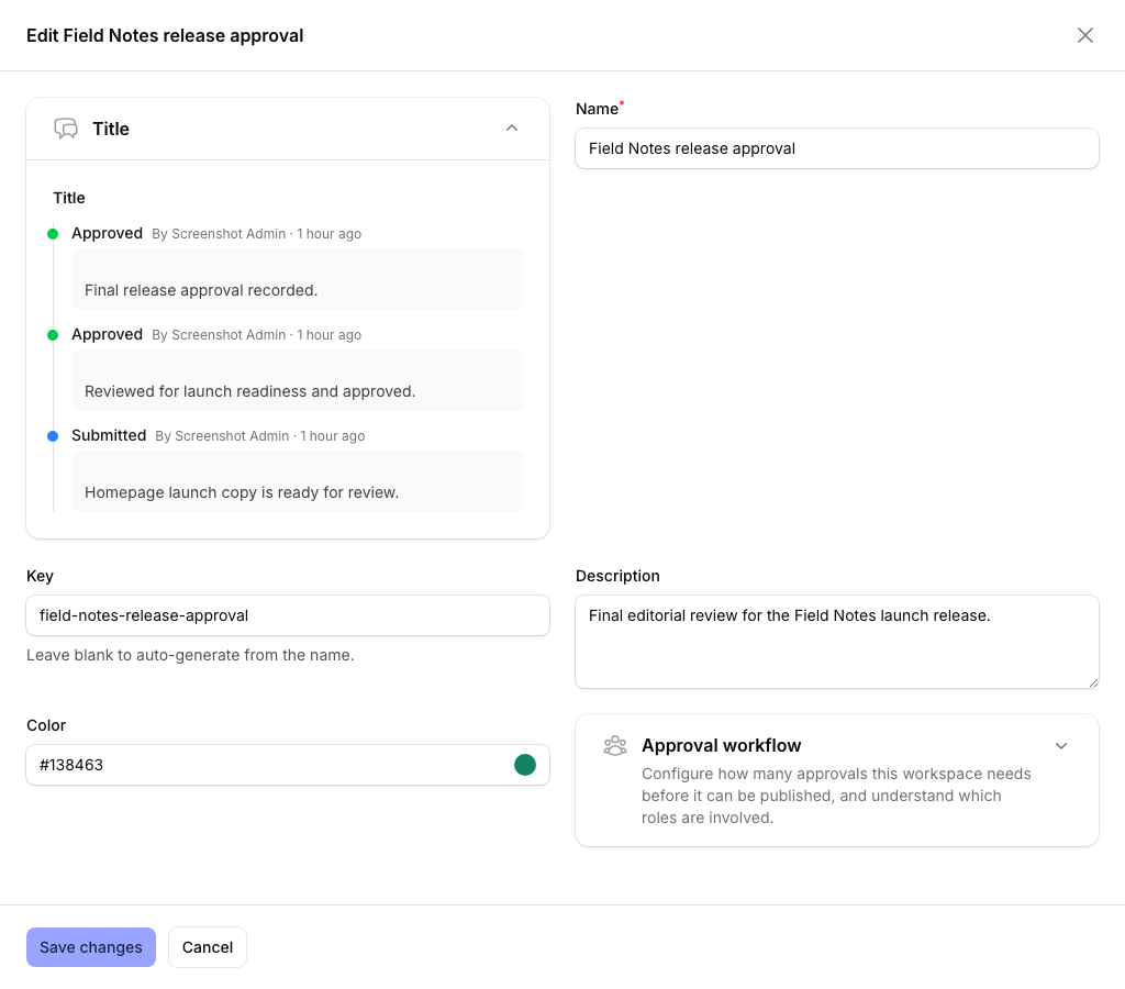 Approval History screenshot.