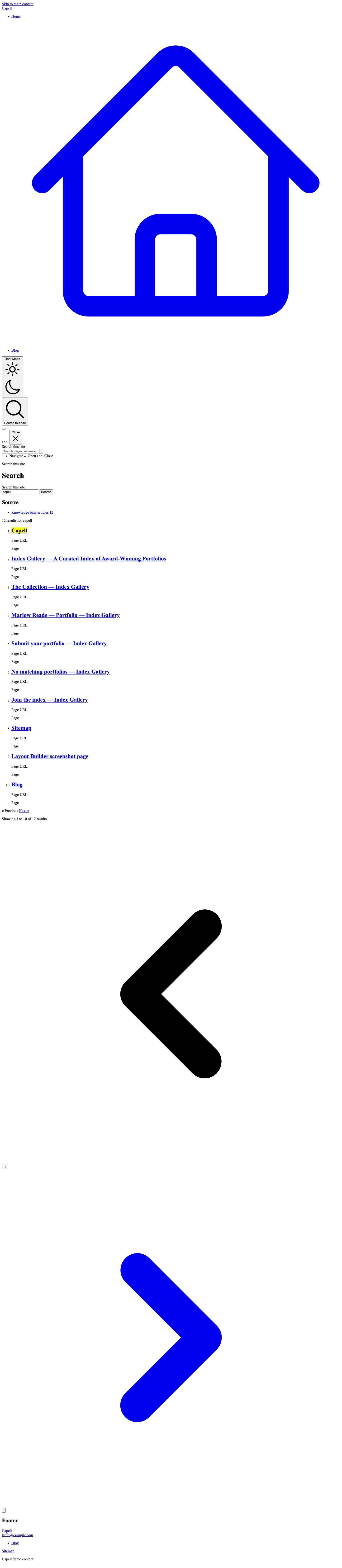 Frontend Search Results Page screenshot.