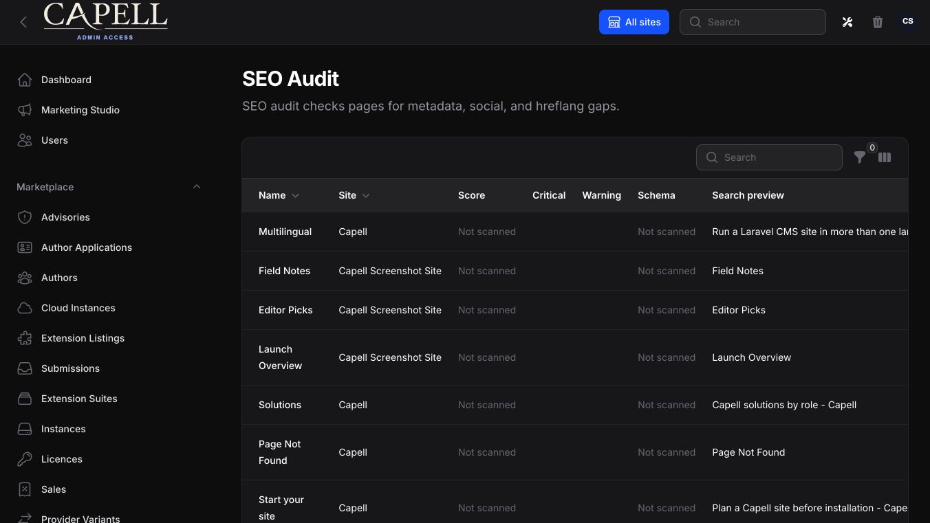SEO Suite audit page in light mode