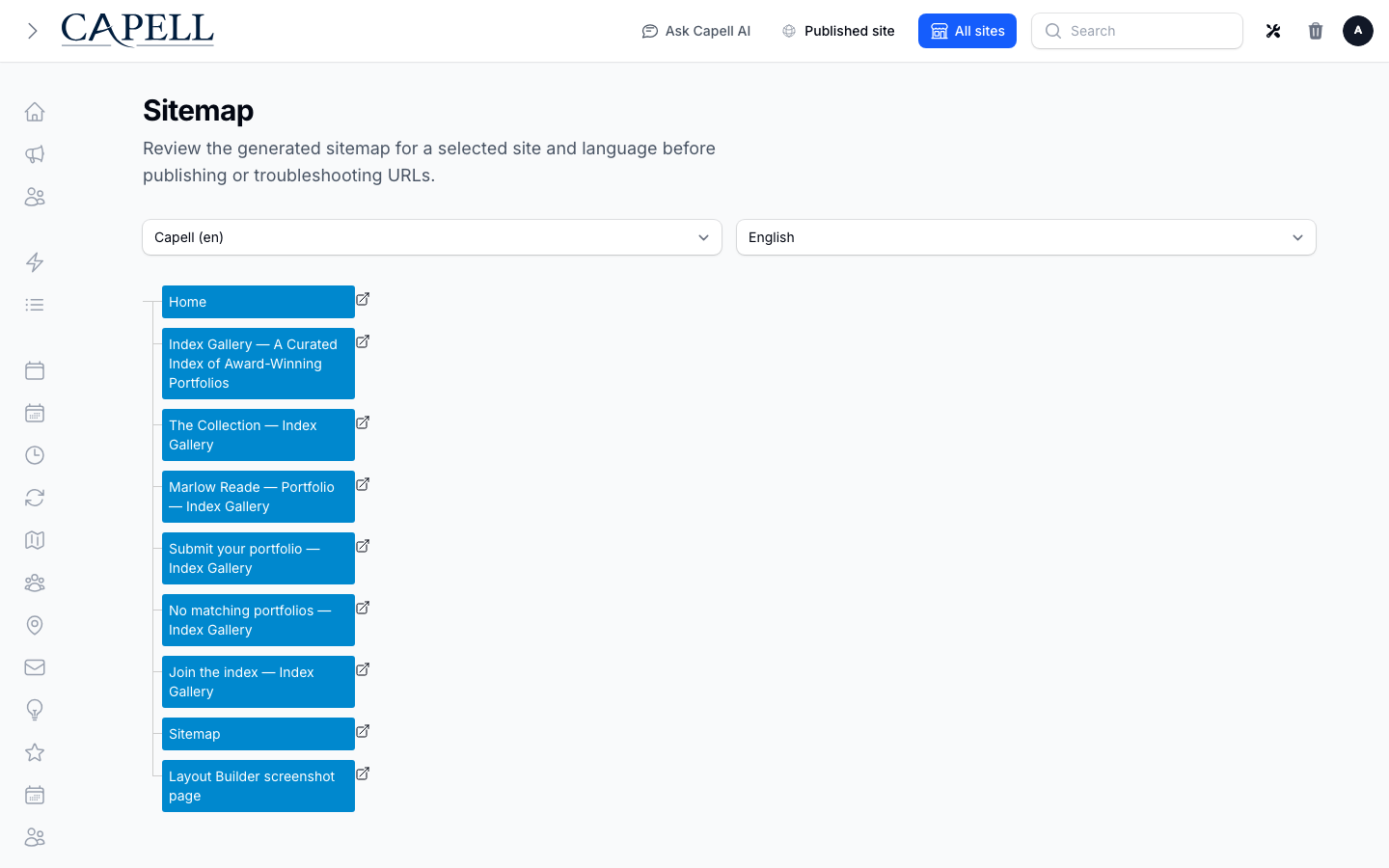 SEO Suite sitemap page in light mode