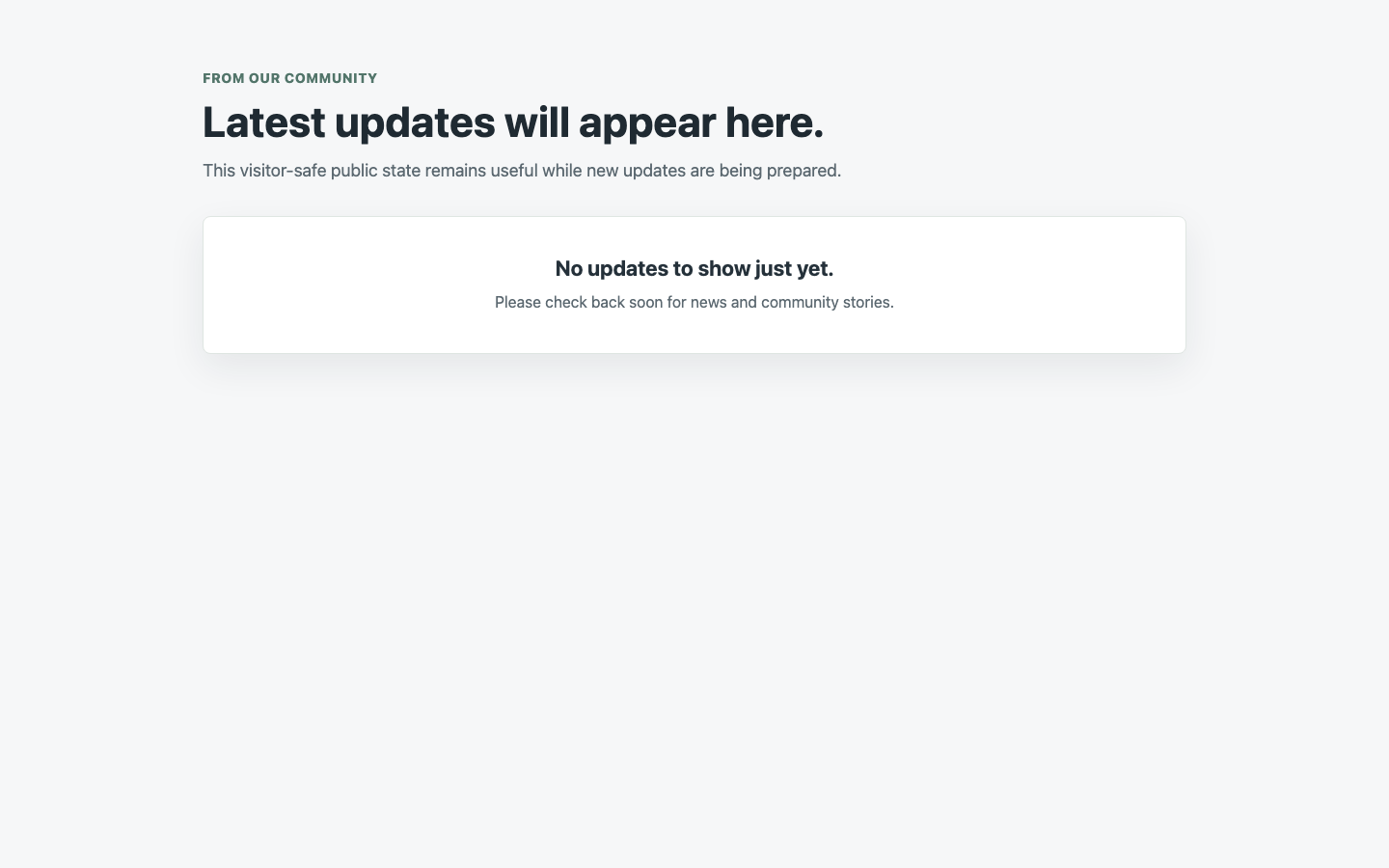 Social Feed Empty Public State screenshot.