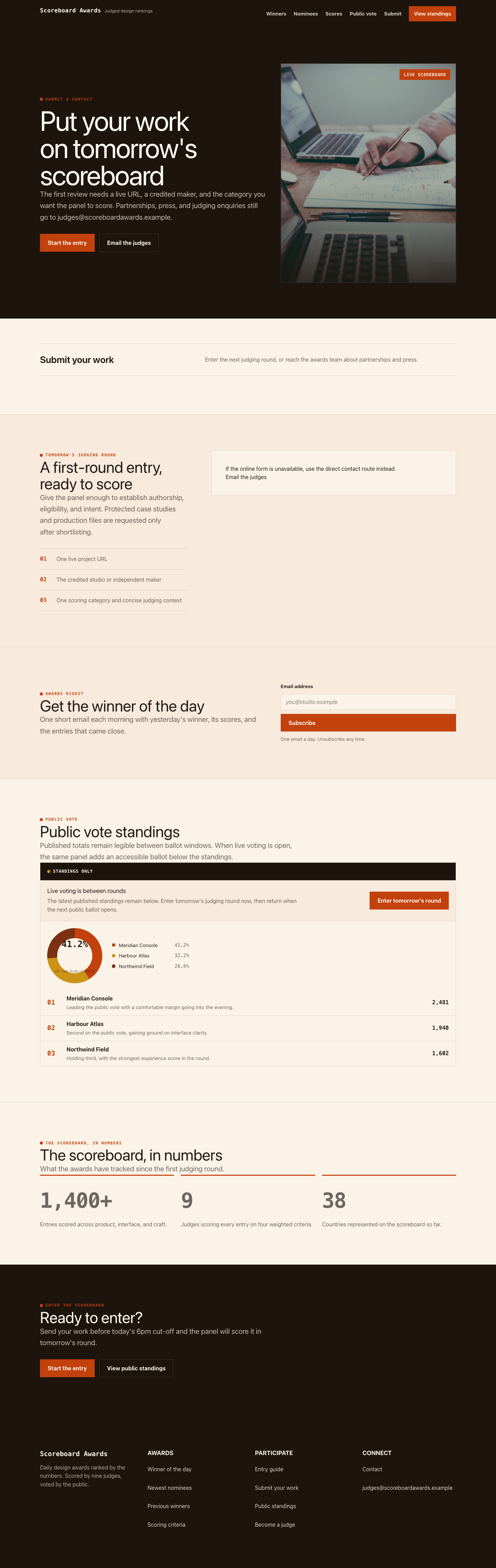Awards Contact screenshot.