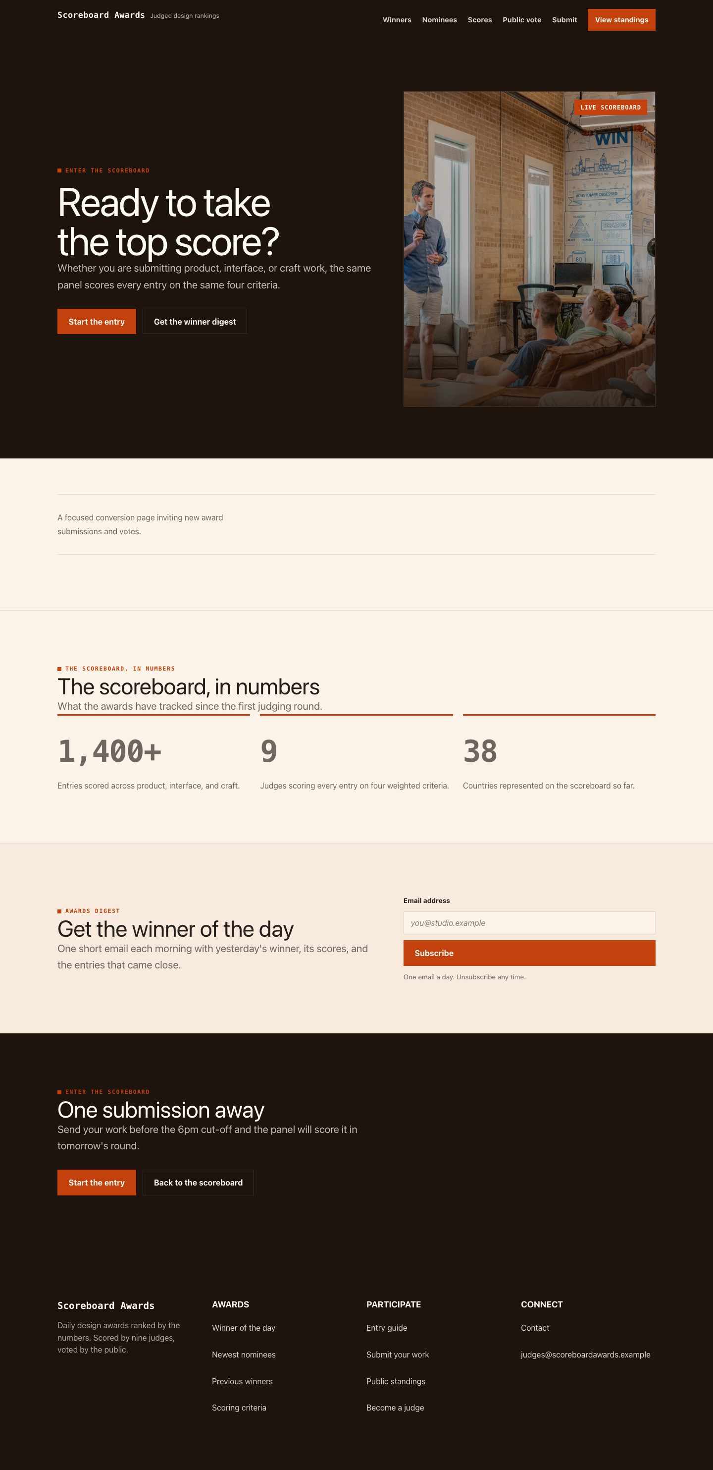 Awards Cta screenshot.