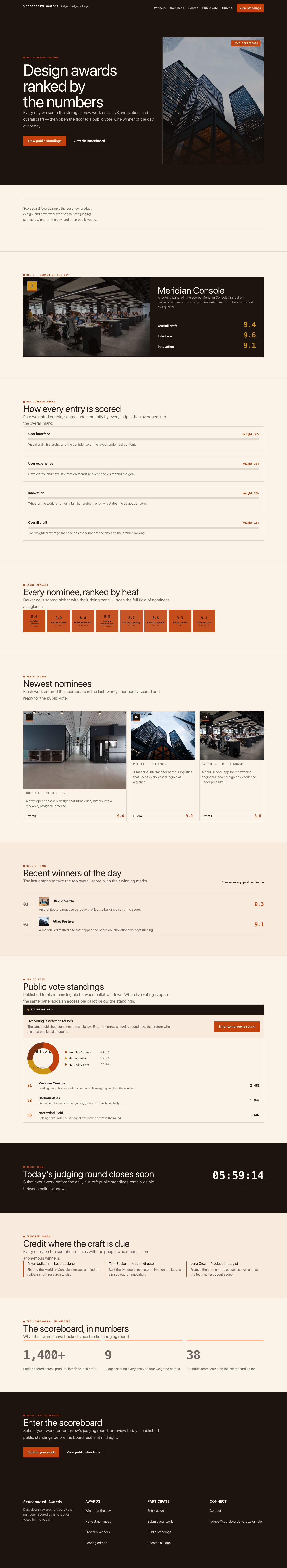 Awards homepage preview