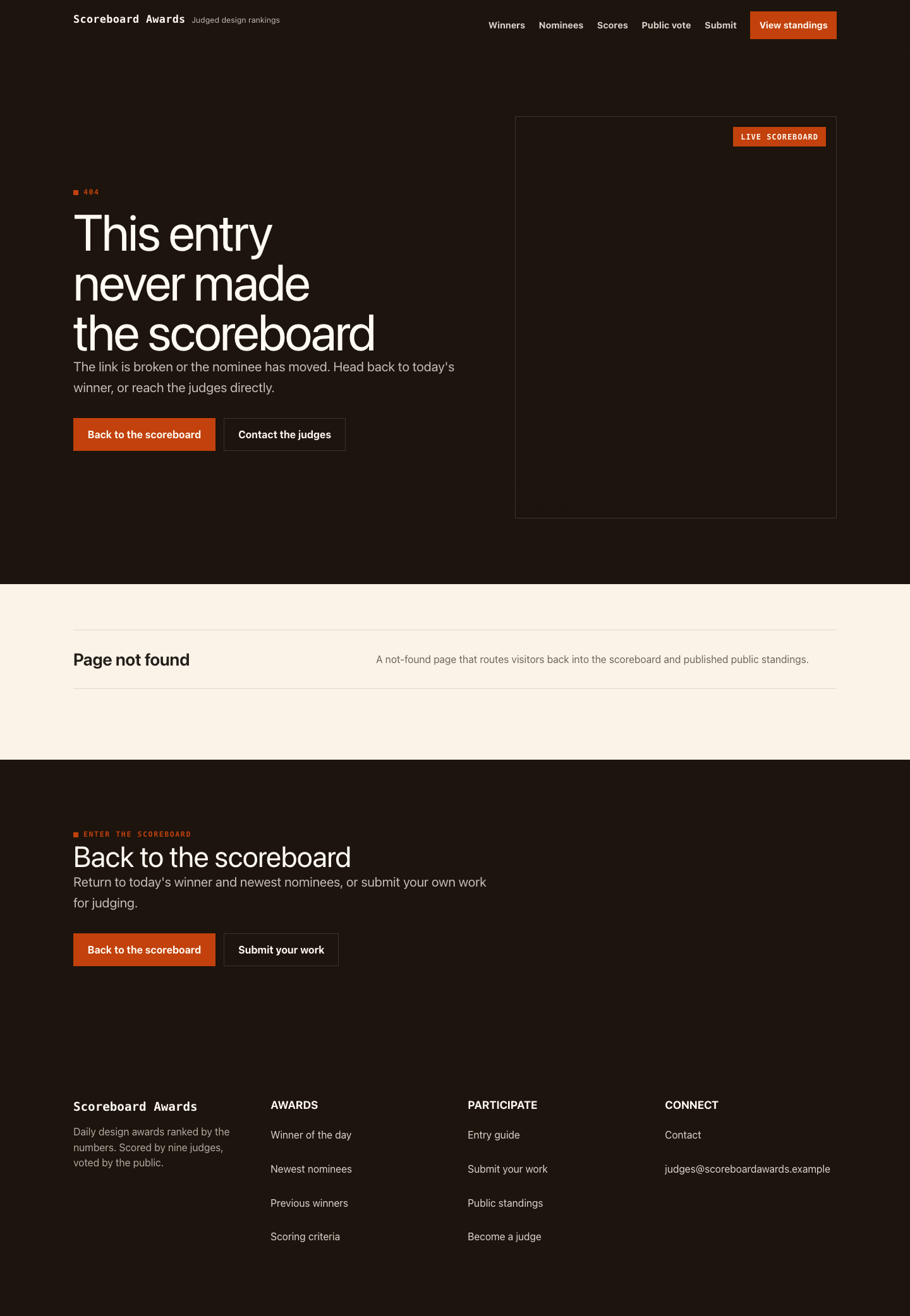 Awards Not Found screenshot.