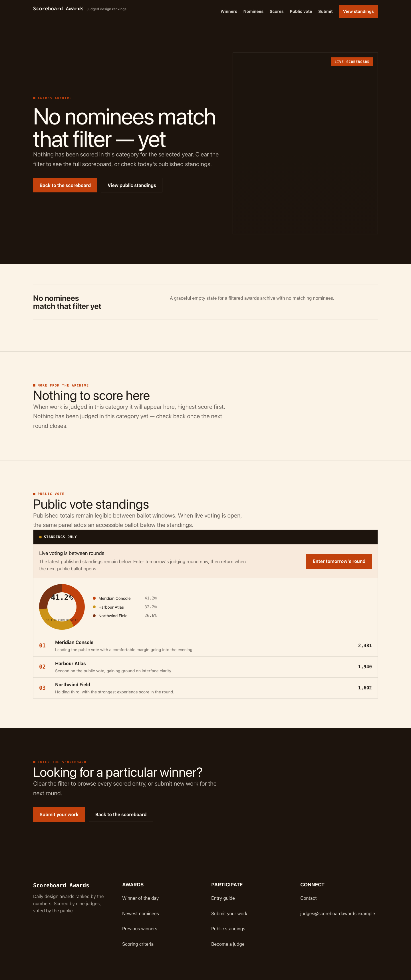 Awards search results preview