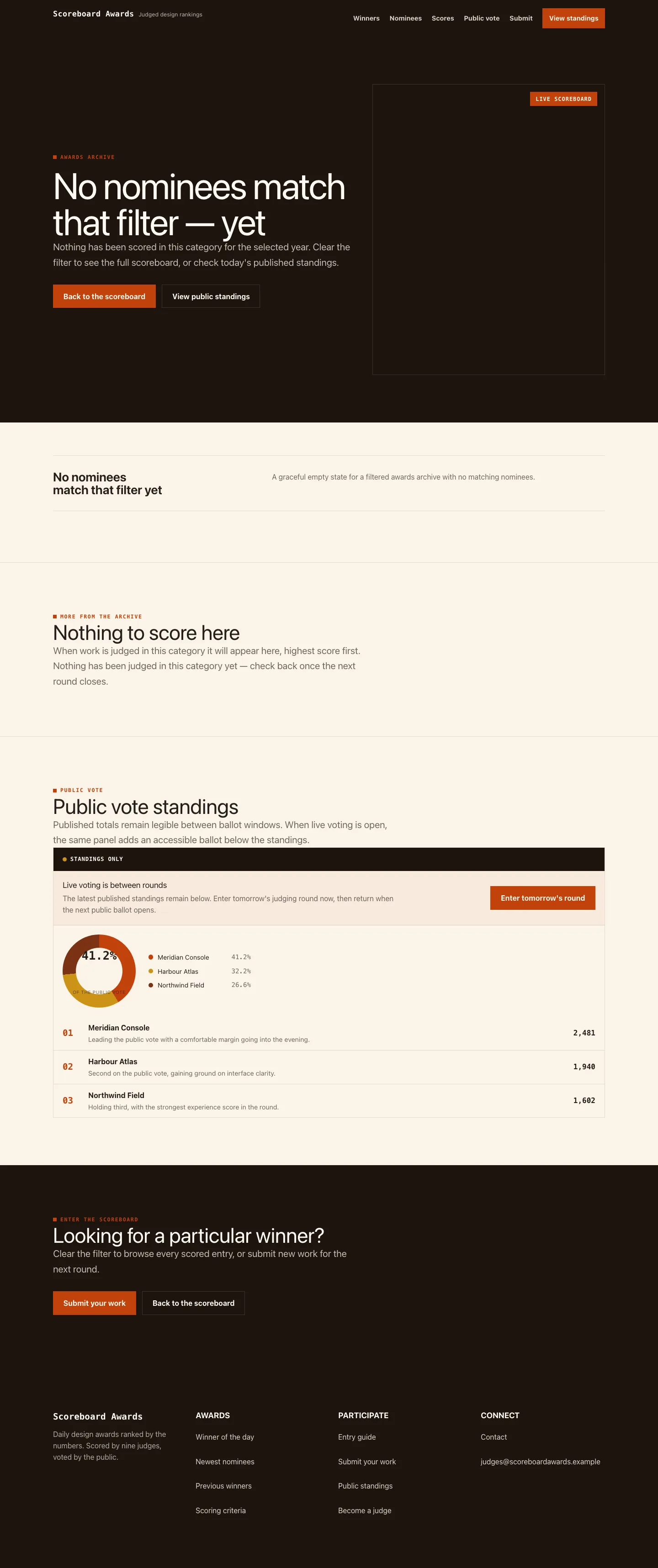 Awards search results preview