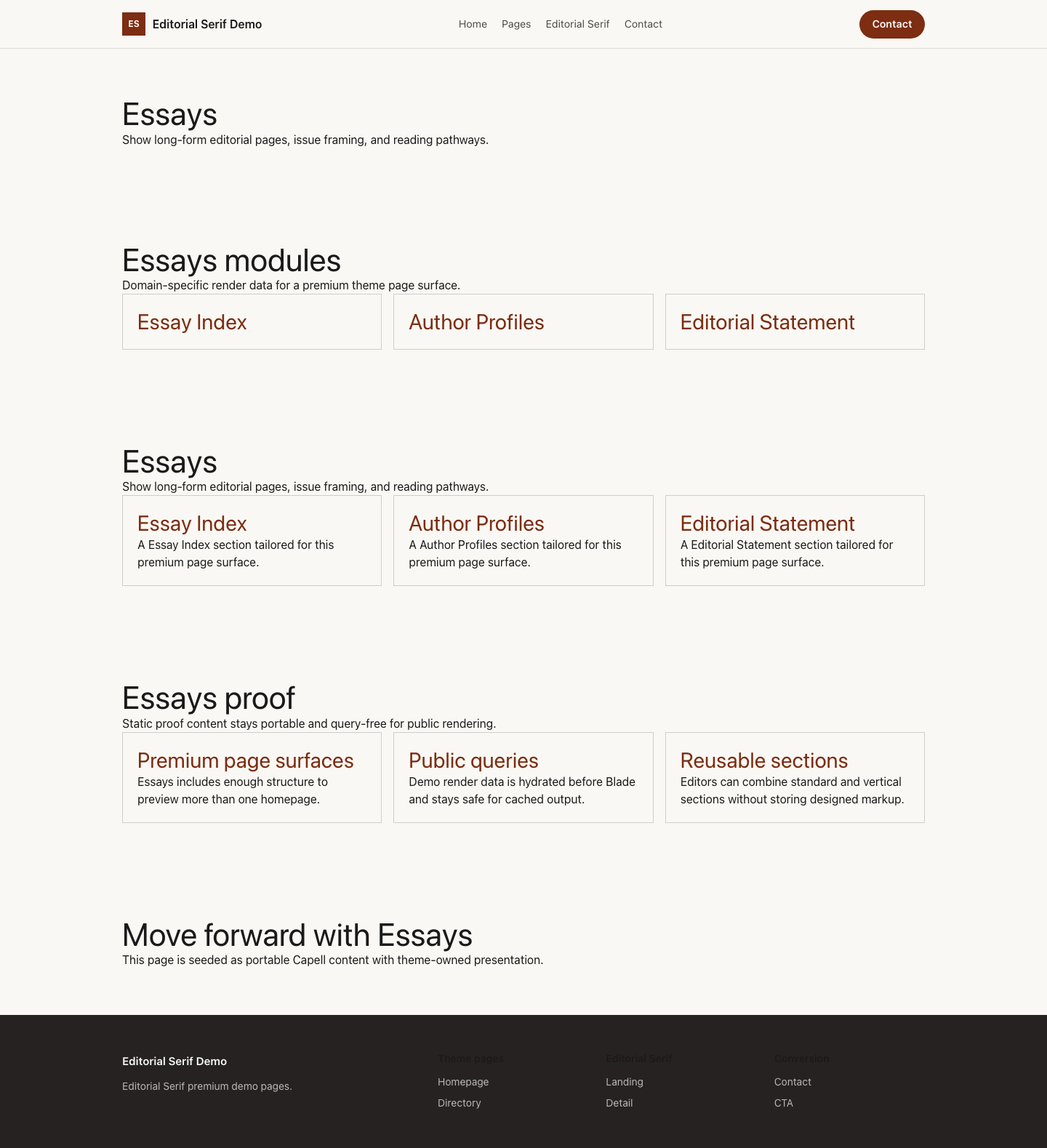 Blog Essays screenshot.
