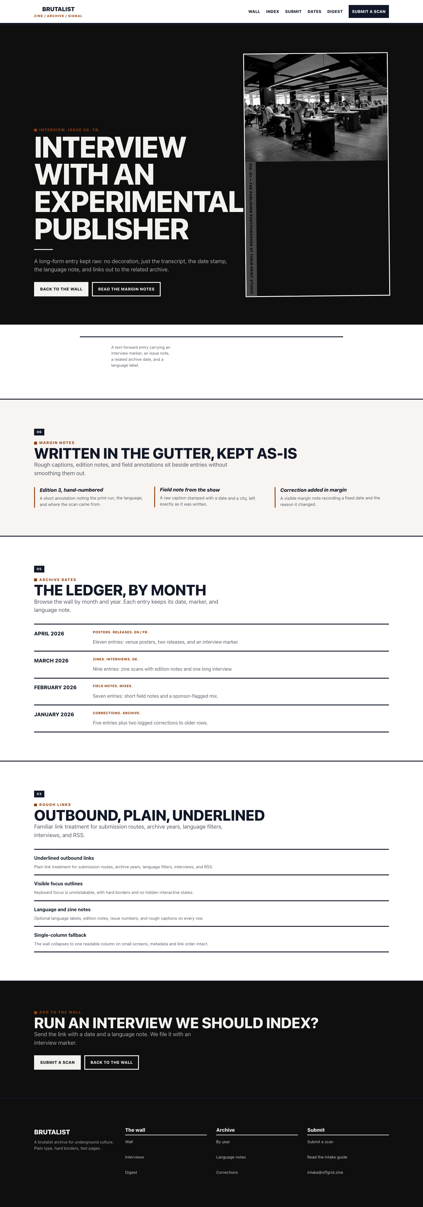 Brutalist landing page preview