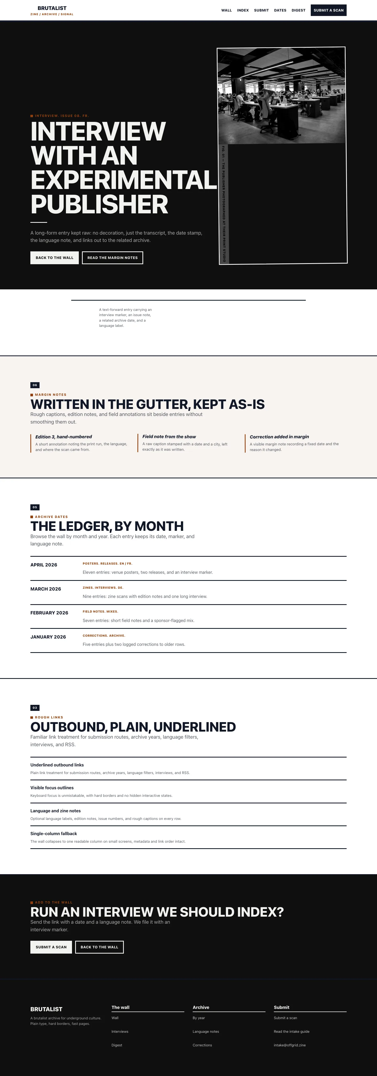 Brutalist landing page preview