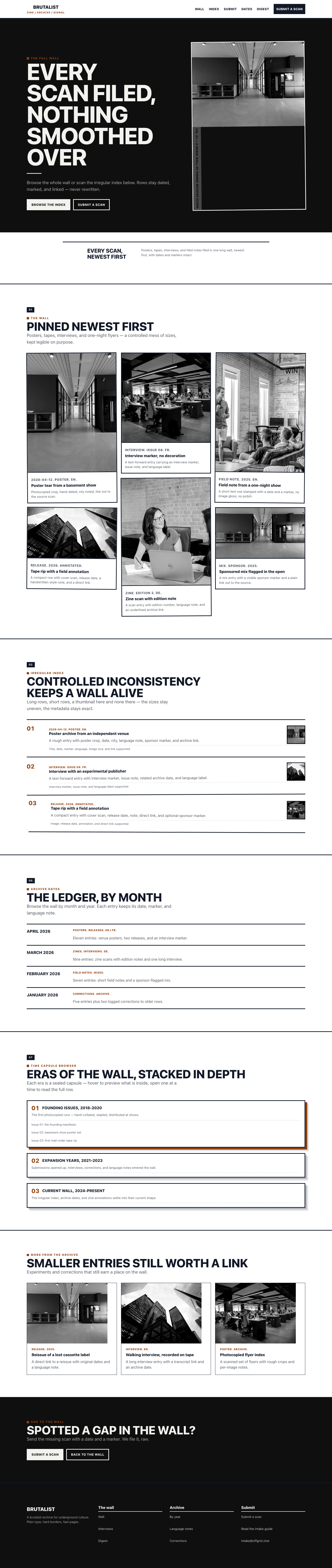 Brutalist list page preview