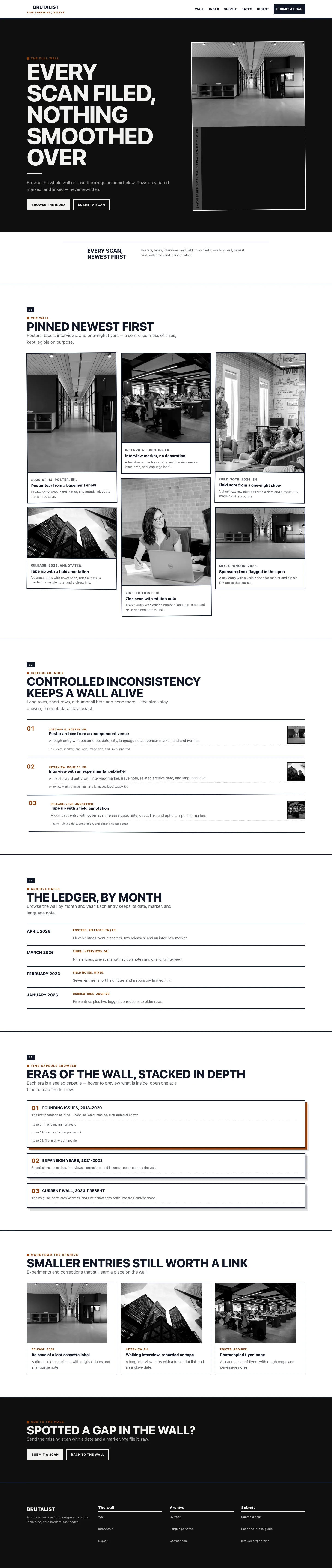 Brutalist list page preview