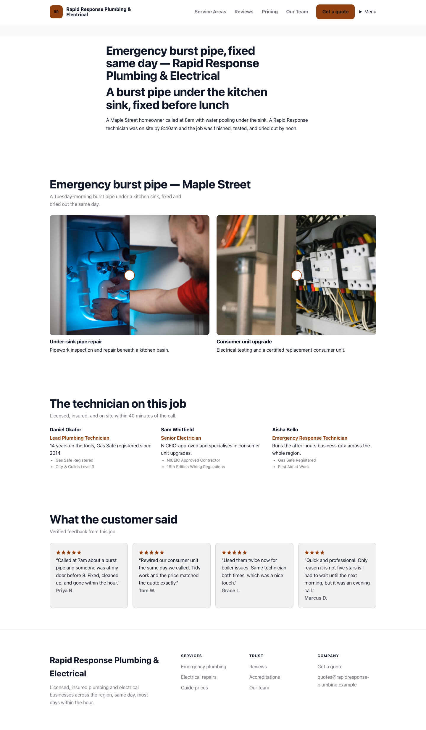 Business service detail page