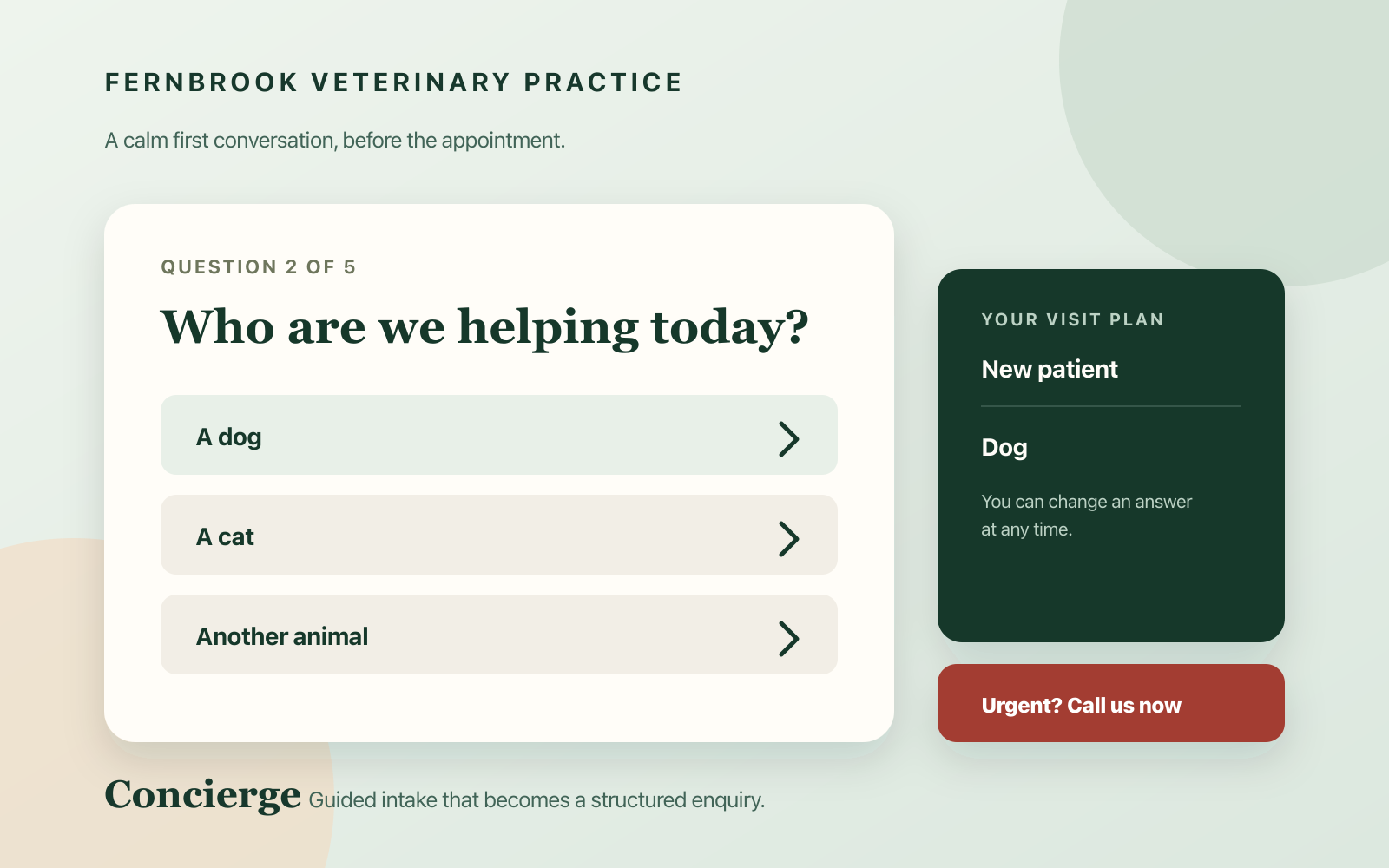 Concierge Homepage screenshot.