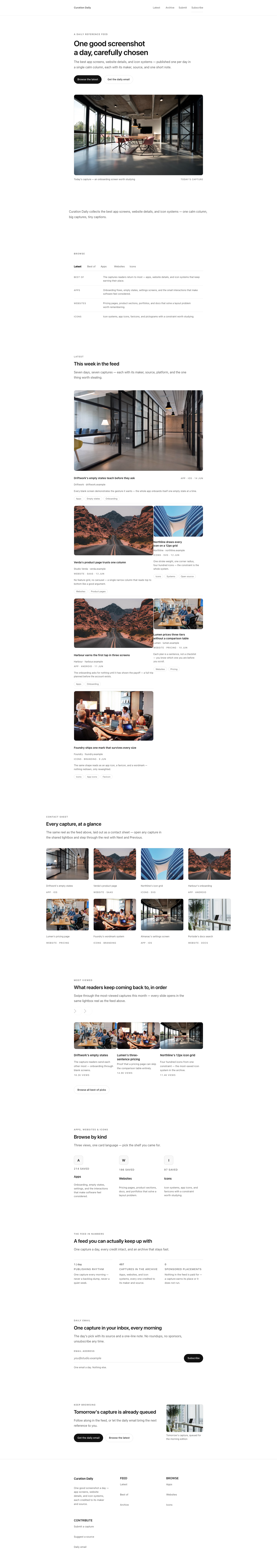 Curated homepage preview