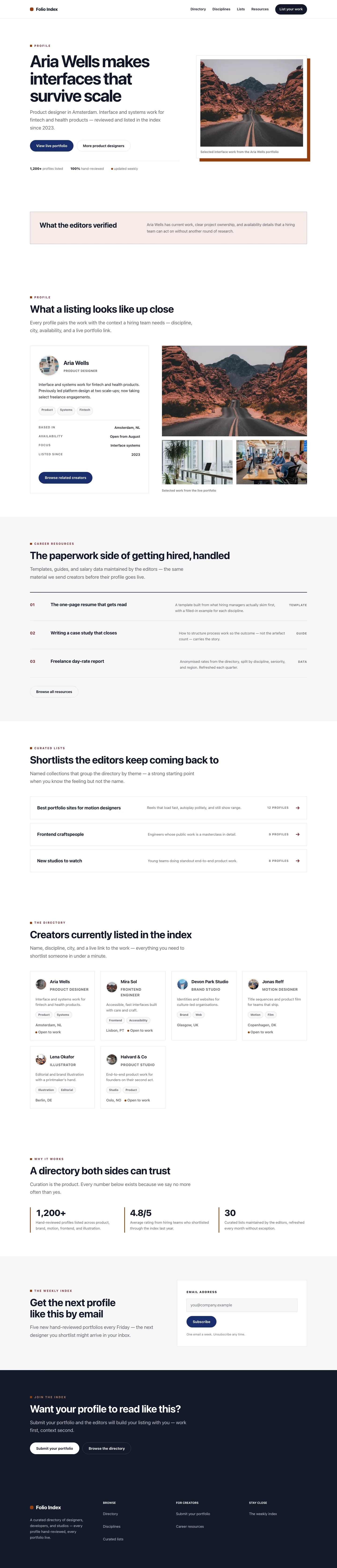 Directory landing page preview