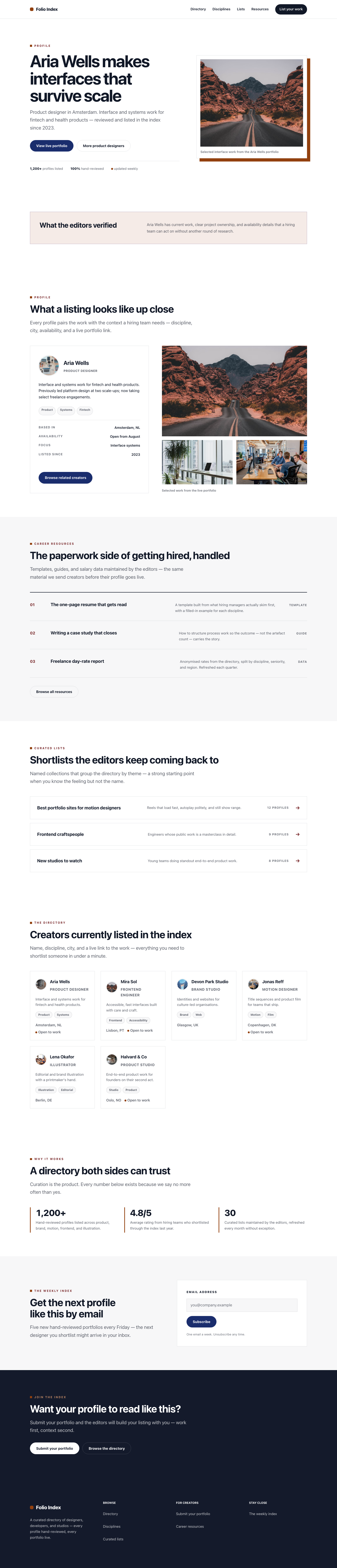 Directory landing page preview