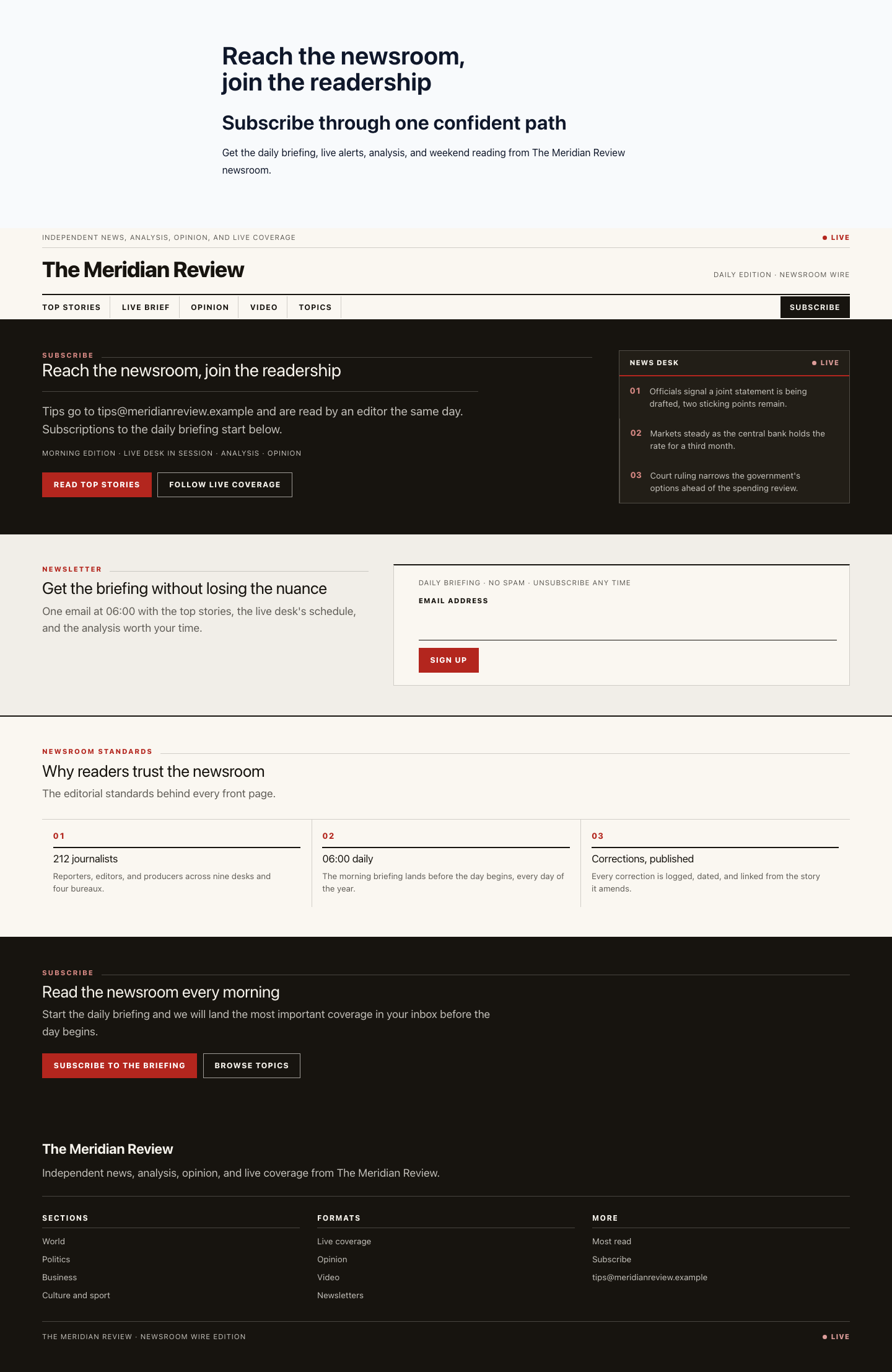 Editorial Contact screenshot.