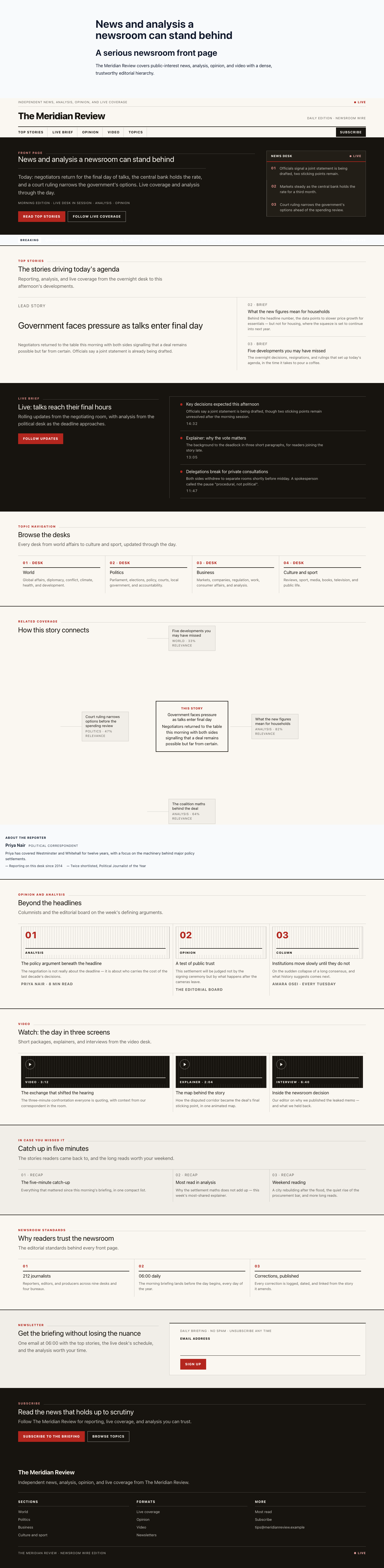 Editorial homepage preview