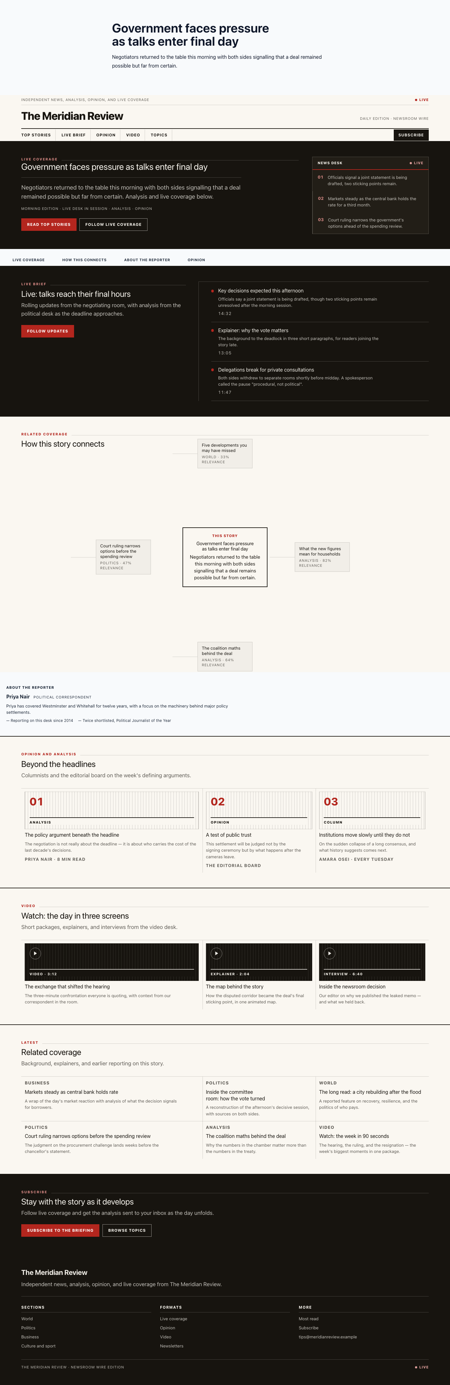 Editorial landing page preview